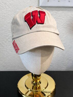 NCAA Wisconsin Badgers Beige Adjustable Baseball Hat or Cap